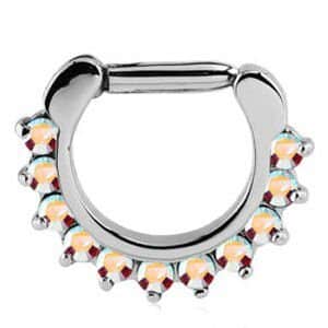 Round Prong Set Jewelled Hinged Septum Clicker - Crystal AB <span class="custom_location">- 101A729</span>