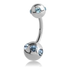 Satellite Jewelled Micro Curved Barbell - Light Blue