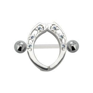 Silver & PTFE Adjustable Nipple Bar - Jewel Stars