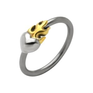 Silver & Steel Ball Closure Ring - Outward Sacred Heart