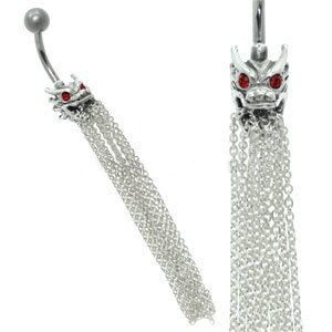 Silver & Steel Belly Bar - Dragon Waterfall