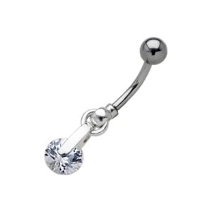 Silver and Steel Belly Bar - Spinning Jewel
