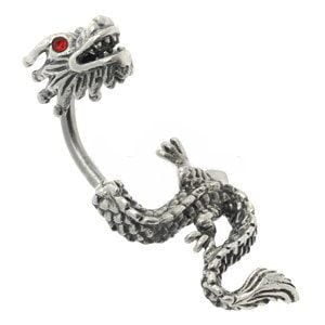Silver & Steel Belly Bar - Split Dragon