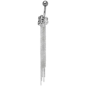 Silver & Steel Belly Bar - Tribal Waterfall