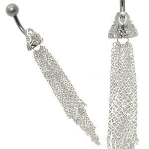 Silver & Steel Belly Bar - Waterfall Triangle