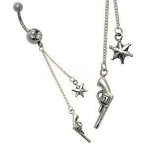 Silver and Steel Charm Belly Bar - Sheriff