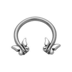 Silver & Steel Circular Barbell - Butterflies