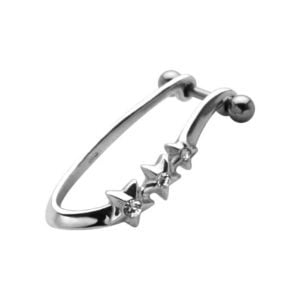 Silver & Steel Ear Shield - Jewelled Stars