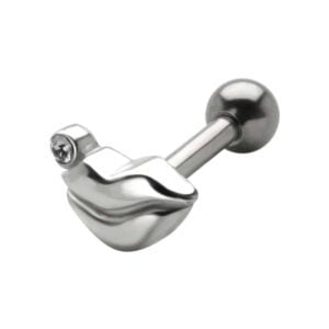 Silver & Steel Ear / Tragus Stud - Lips
