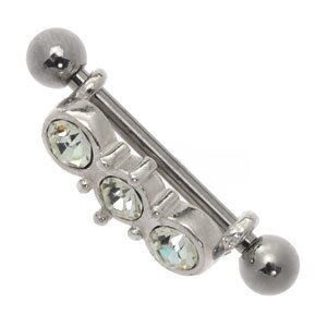 Silver & Steel Eyebrow Barbell - 3 Jewels