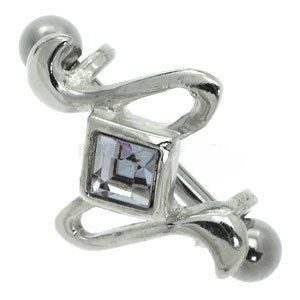 Silver & Steel Eyebrow Barbell - Elegant Lilac Jewel