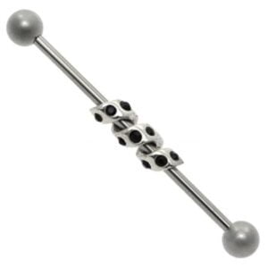 Silver & Steel Industrial Bar - Black Jewelled Spiral