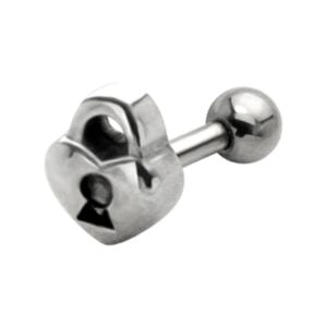 Silver & Steel Lobe / Tragus Bar Stud- Lock