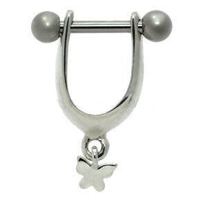 Silver and Steel Mini Helix Shield - Butterfly Charm
