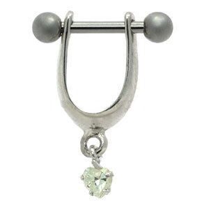 Silver and Steel Mini Helix Shield - Crystal Heart Charm