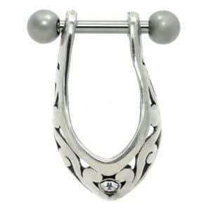 Silver and Steel Mini Helix Shield - Filigree