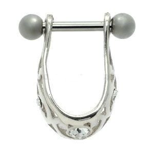 Silver and Steel Mini Helix Shield - Jewelled Filigree