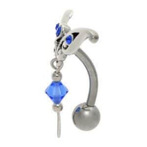 Silver and Steel Reverse Belly Bar - Blue Wings