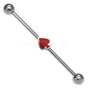Surgical Steel Scaffold Piercing Bar - Red Spade