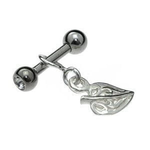 Silver & Surgical Steel Tragus Stud - Vine Leaf <span class="custom_location">- 73B09UK</span>
