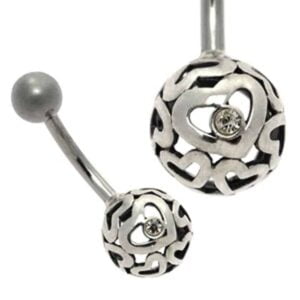 Silver and Steel Ball Belly Bar