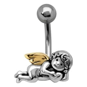 Silver and Steel Belly Bar - Sleepy Heart Angel