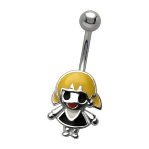 Silver and Steel Belly Piercing Bar - Blonde Doll