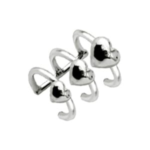 Silver Ear Cuff - 3 Hearts