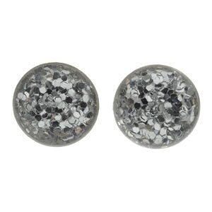 Silver Glitter Stud Earrings