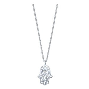 Silver HAMSA Hand Pendant with Crystal Jewel