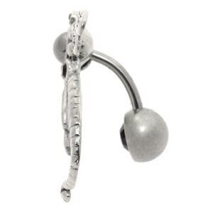 Silver and Steel Navel Orbital with Free Belly Bar - Dragonfly