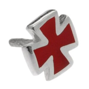 Sterling Silver Push-Fit Cross - Red