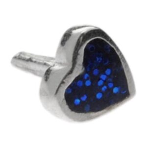 Silver Push-Fit Heart - Blue Glitter