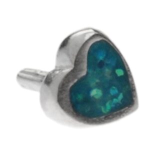 Silver Push-Fit Heart - Light Blue Glitter