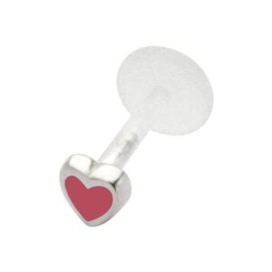 Silver Push-Fit Heart - Red Small