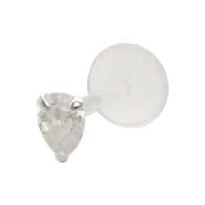 Silver Push-Fit Jewel - Clear Teardrop
