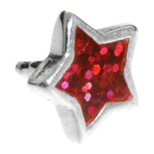 Silver Push-Fit Star - Red Glitter