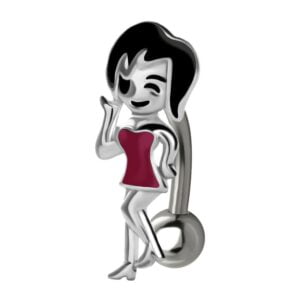 Silver and Steel Reverse Belly Piercing Bar - Black Haired Girl