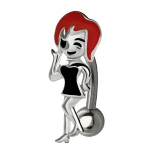 Silver and Steel Reverse Belly Piercing Bar - Redhead Girl