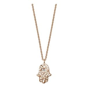 Silver Rose Gold HAMSA Hand Pendant with Crystal Jewel