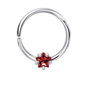 Silver Seamless Ring With Red Star