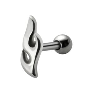 Silver and Steel Tragus Stud - Flames