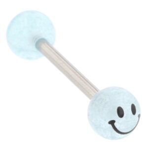 Smiley Face Glow In The Dark Barbell - Blue