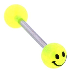 Smiley Face Glow In The Dark Barbell - Green
