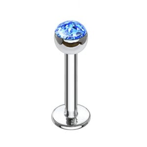 Smooth Jewel Steel Labret Stud - Light Blue
