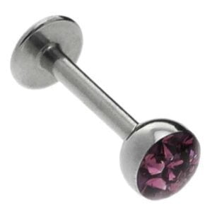 Smooth Jewel Steel Labret Stud - Purple