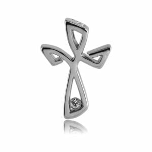 Stainless Steel And CZ Cross Pendant