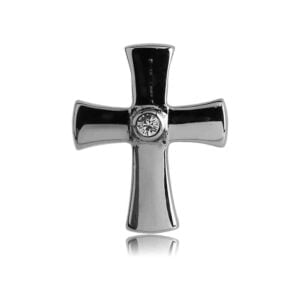 Stainless Steel & CZ Cross Pendant
