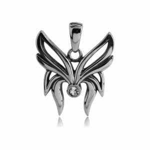 Stainless Steel Butterfly Wings & CZ Pendant