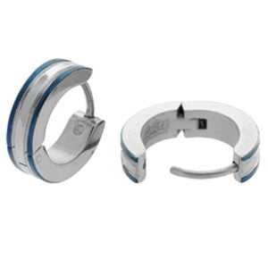 Stainless Steel Earrings - Blue Stripe